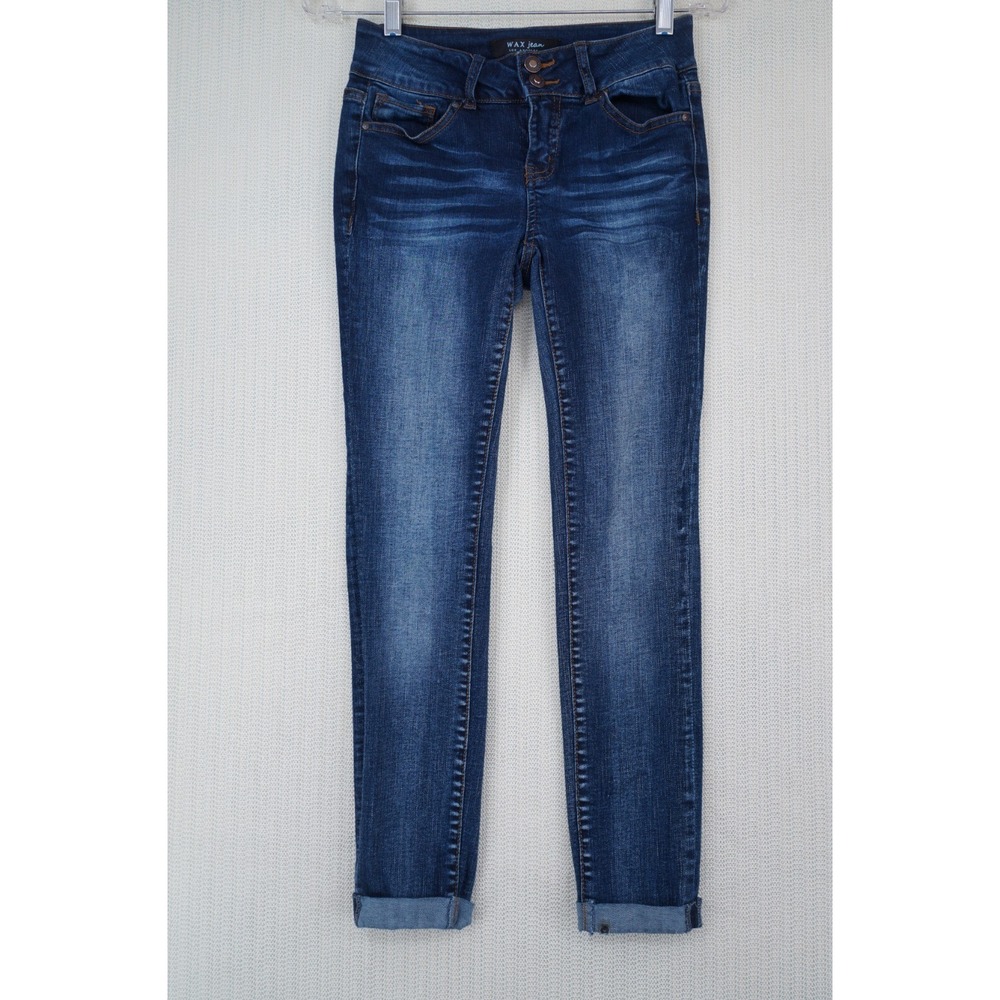 Wax Jeans Womens 1 Blue Denim Slim Stretch Petite Leg Cuffed